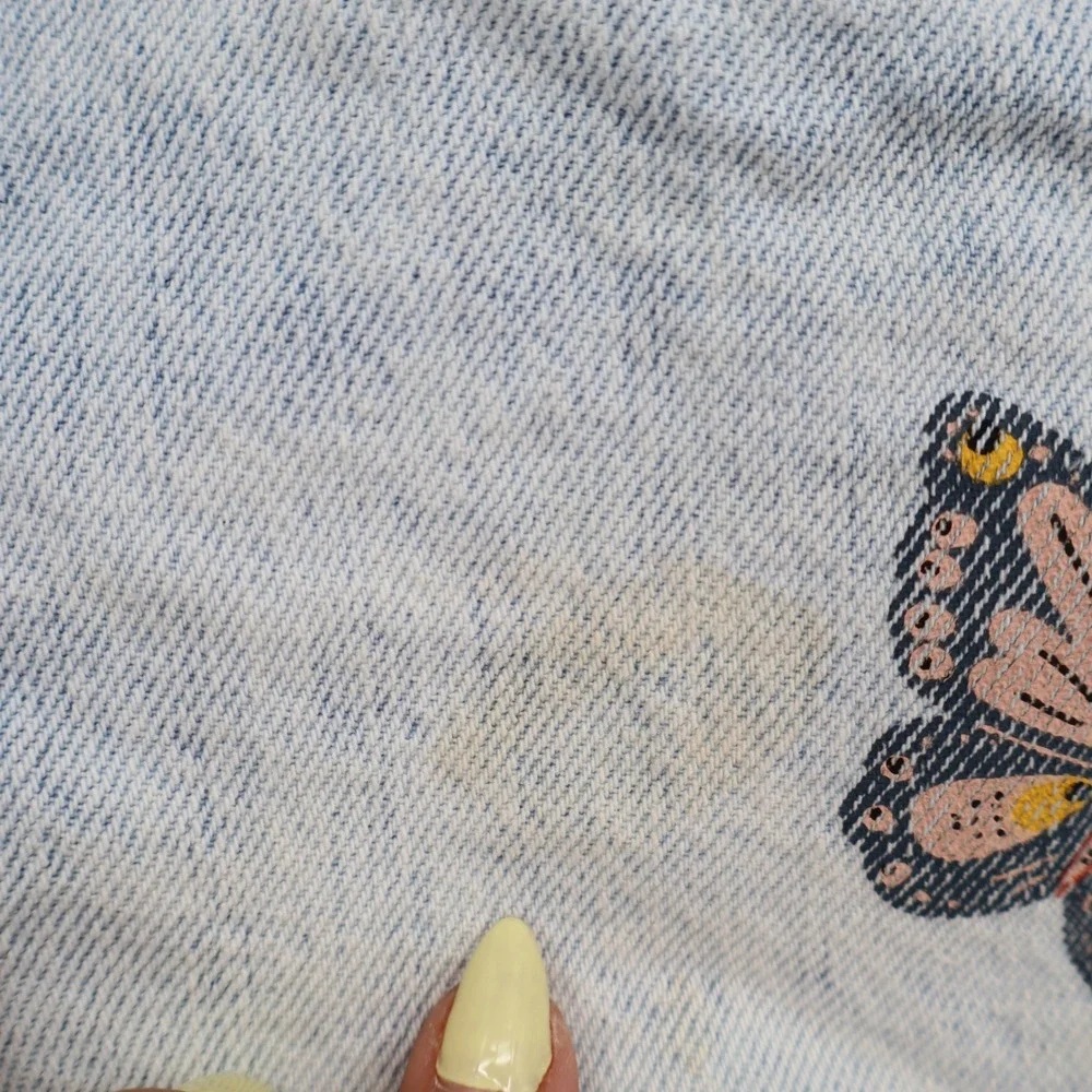 Old Navy Girls Size 14 High Rise Butterfly Embroidered Denim Shorts Light Wash